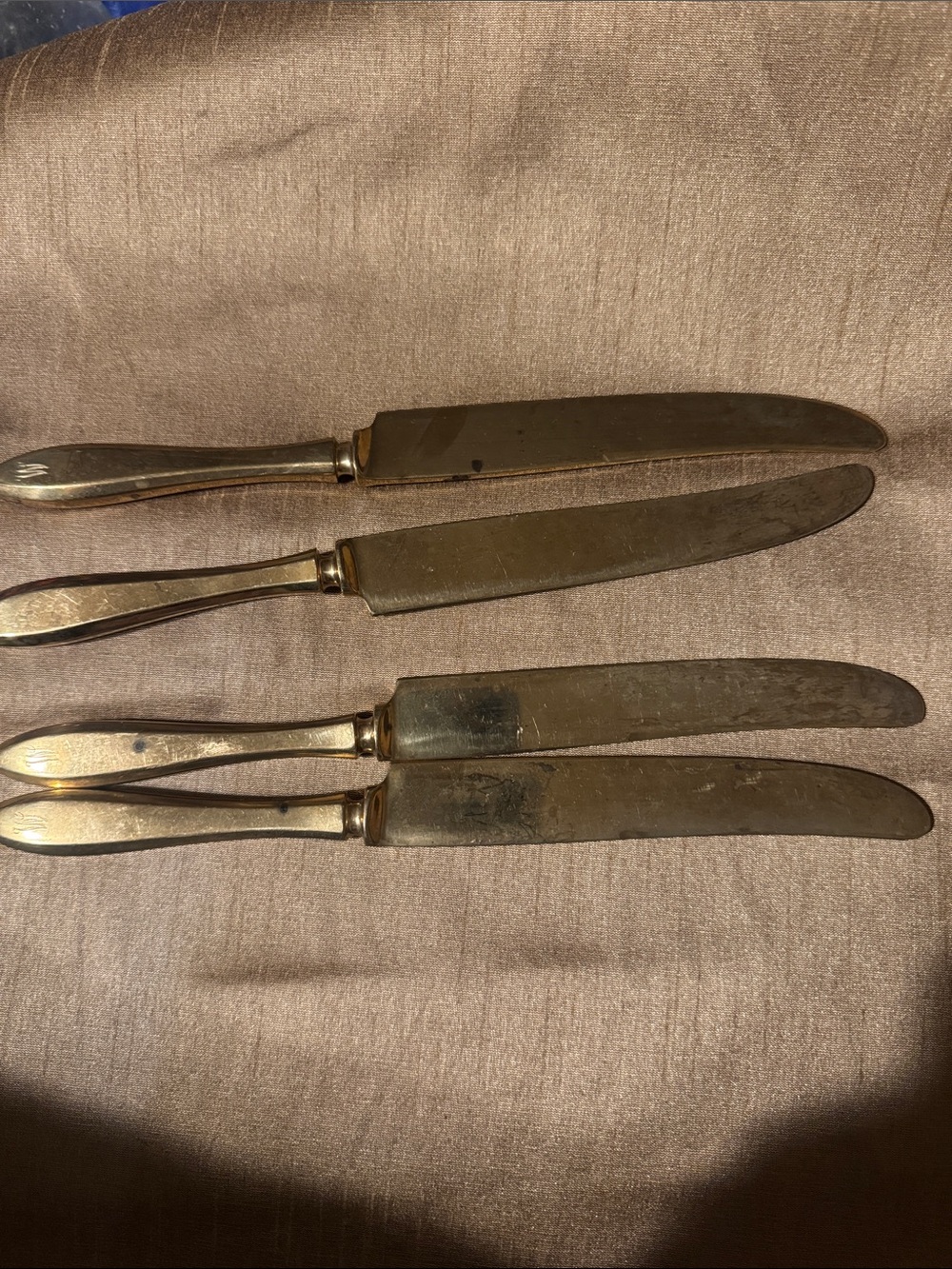 Vintage  diralyte Handle Dinner Knife Set - Gold Tone